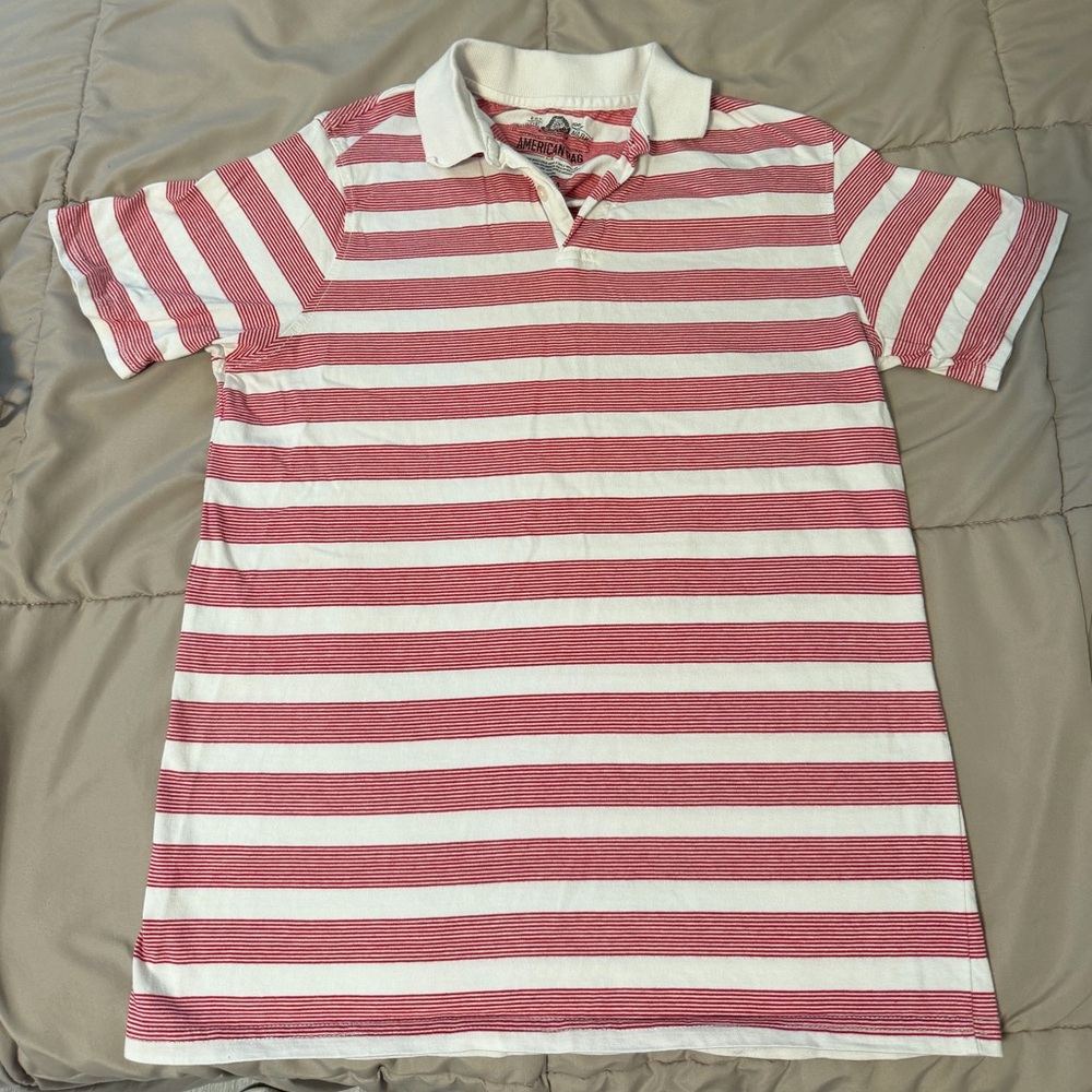 American Rag Red and White Striped Polo
